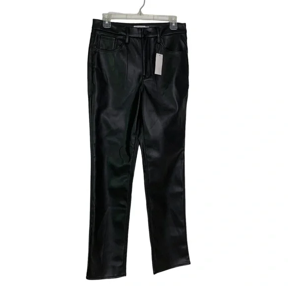 Good American Better Than Leather Faux Leather Good Icon Pants Black Size 8 NWT - Picture 5 of 12